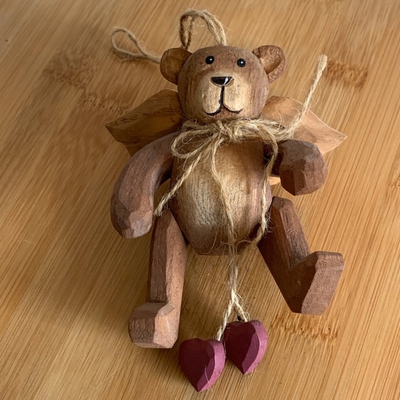 Handcrafted Brown Wooden Bear Ornament - Picture 2 of 3